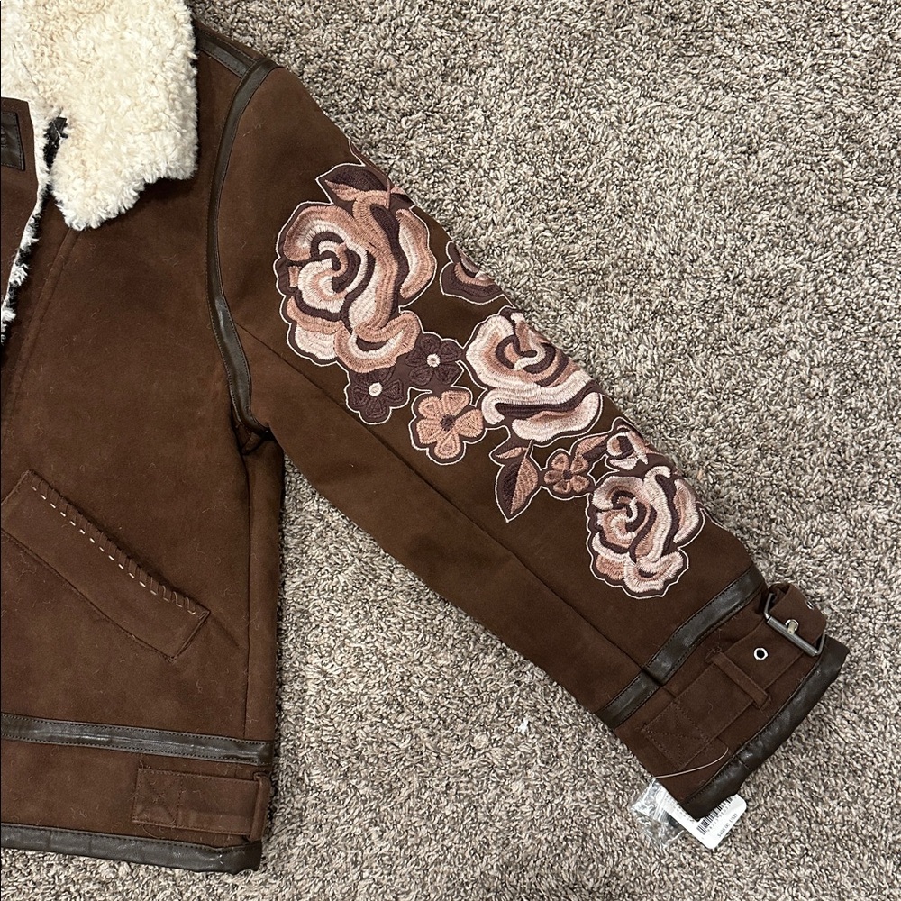 Free People We The Free Andies Moto Jacket – Vegan Leather Sherpa Lined – M - Picture 15 of 17